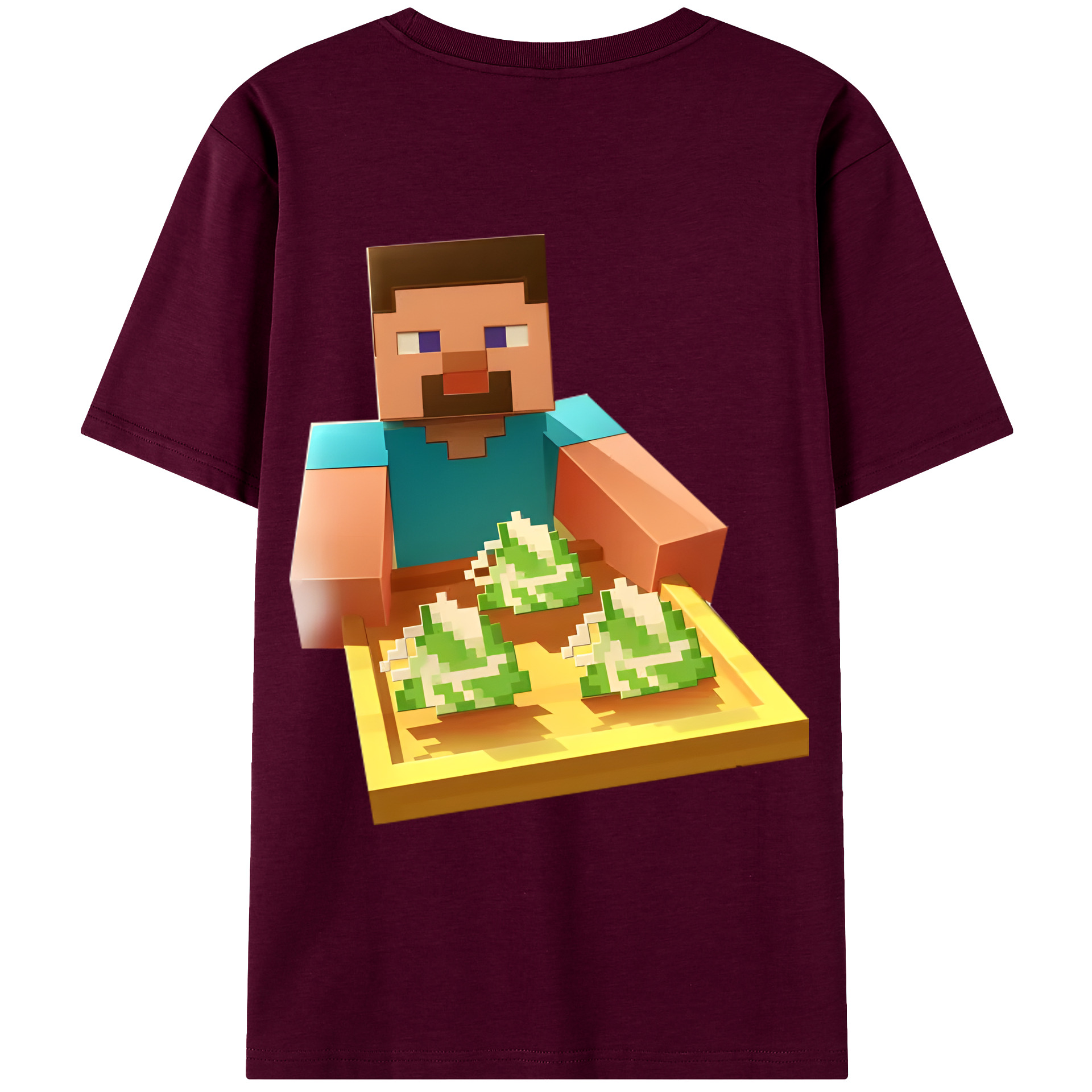 （画像用） マインクラフト ブロックの世界 Minecraft MC Block world レディース半袖Tシャツ(バックプリント)